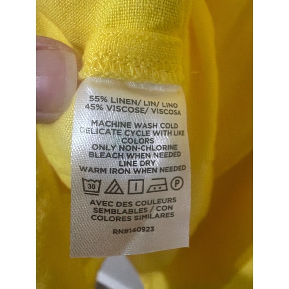 LOFT Yellow Linen Blend Tiered Spaghetti Strap Sundress Women's Size Small - Picture 3 of 5